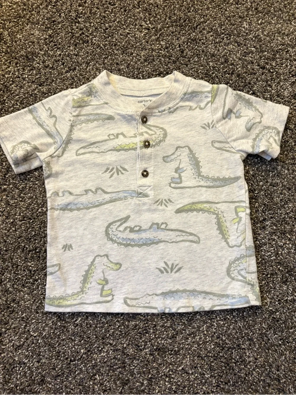 Carter's Gray Crocodile Print Henley Tee & White Bodysuit